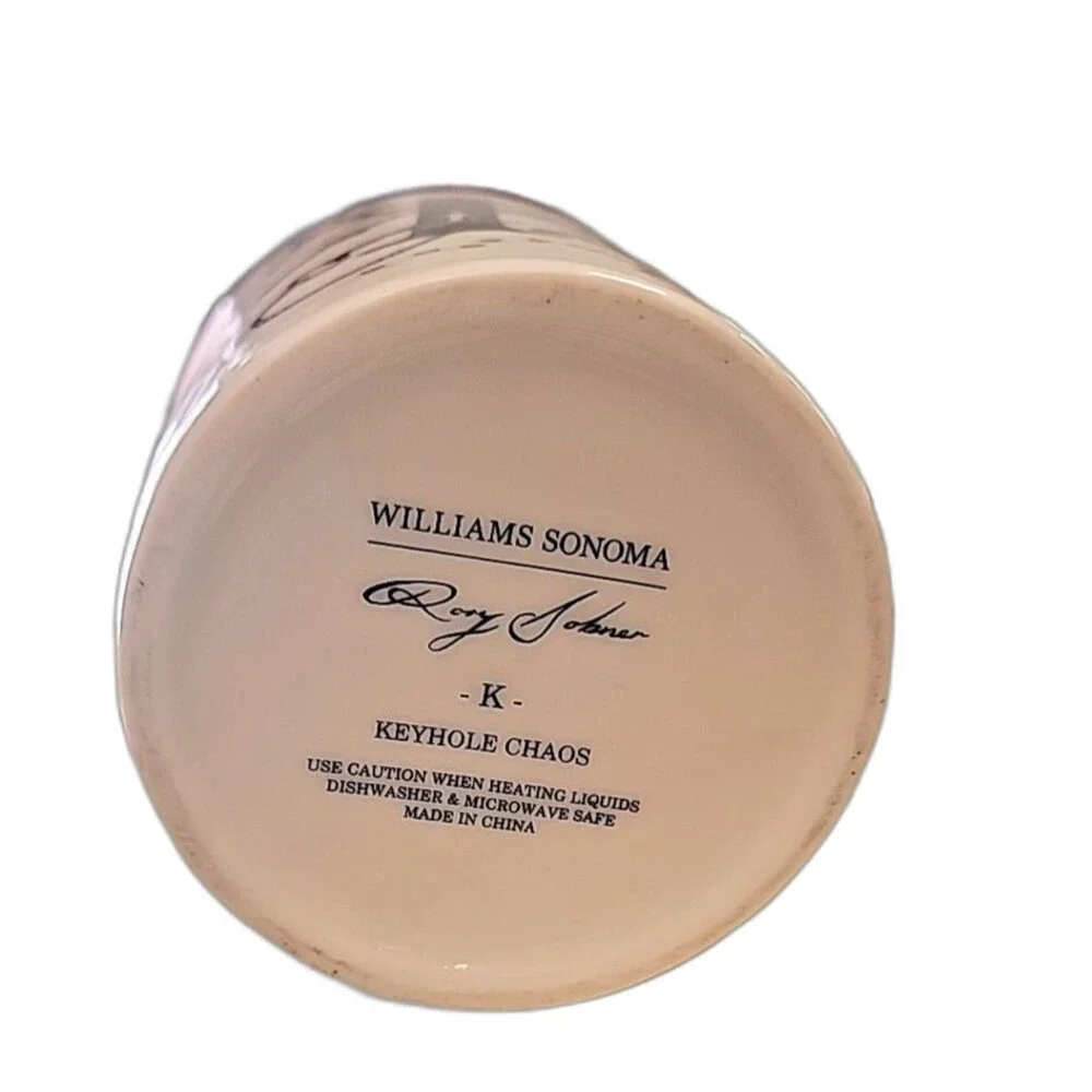Williams Sonoma Rory Dobner Monogram Initial K Keyhole Chaos Coffee Mug Cup